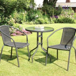 Imagen de Juego De Jardin Mesa Vidrio Redonda + Sillas - Set Combo - Rattan