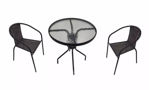 Imagen de Juego De Jardin Mesa Vidrio Redonda + Sillas - Set Combo - Rattan