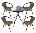 Imagen de Juego De Jardin Mesa Vidrio Redonda + Sillas - Set Combo - Rattan