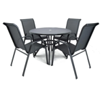 Imagen de Juego de jardín 4 sillones y mesa redonda - Gris