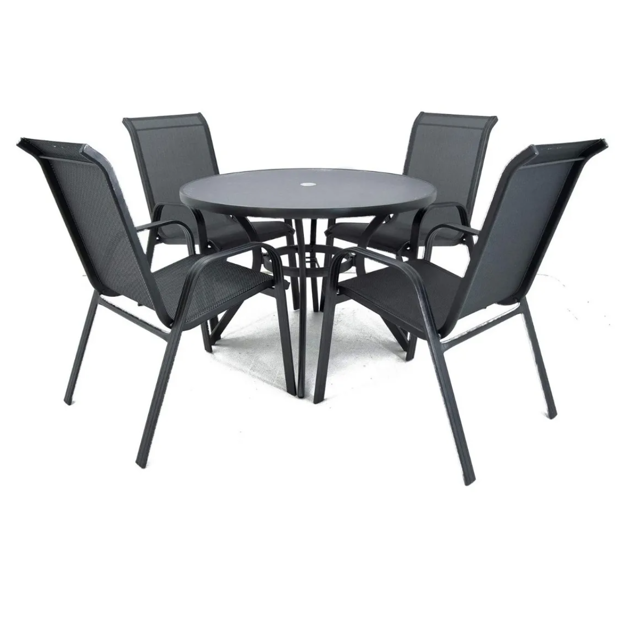 Imagen de Juego de jardín 4 sillones y mesa redonda - Gris